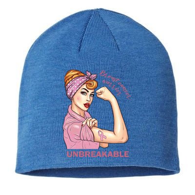 Strong Warrior Unbreakable Breast Cancer Awareness Great Gift Sustainable Beanie