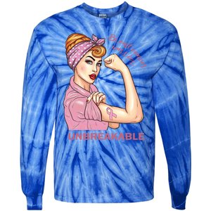 Strong Warrior Unbreakable Breast Cancer Awareness Great Gift Tie-Dye Long Sleeve Shirt