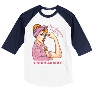 Strong Warrior Unbreakable Breast Cancer Awareness Great Gift Baseball Sleeve Shirt