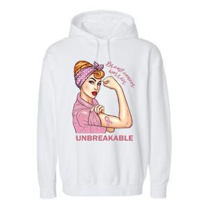 Strong Warrior Unbreakable Breast Cancer Awareness Great Gift Garment-Dyed Fleece Hoodie