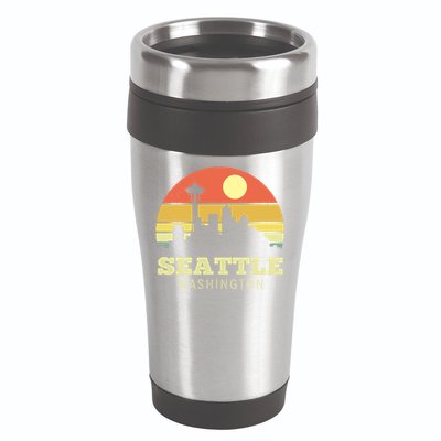 Seattle Washington Vintage Sunset City Needle Retro Style Funny Gift 16oz Travel Tumbler