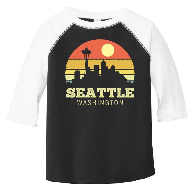 Seattle Washington Vintage Sunset City Needle Retro Style Funny Gift Toddler Fine Jersey T-Shirt
