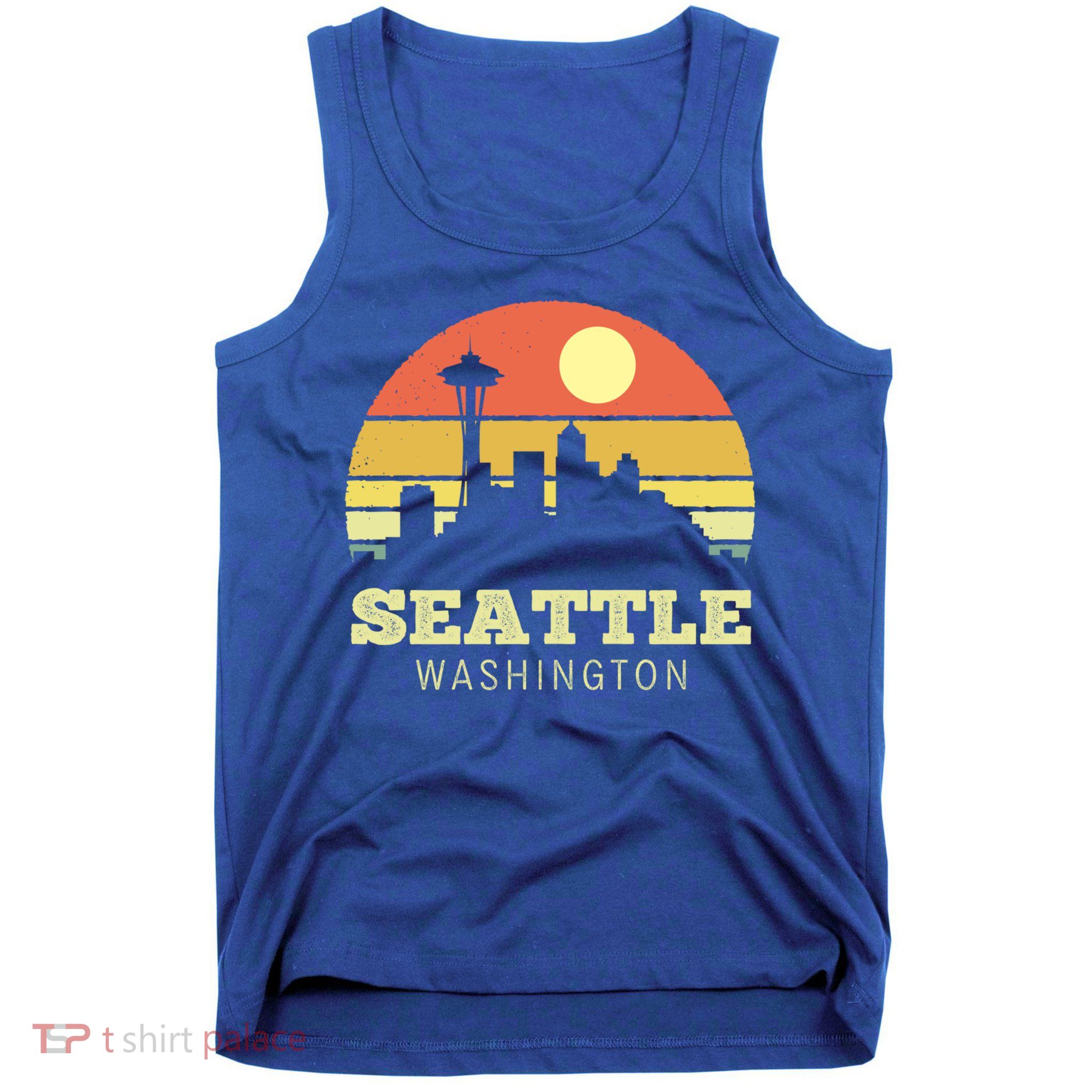 Seattle Washington Vintage Sunset City Needle Retro Style Funny Gift Tank Top