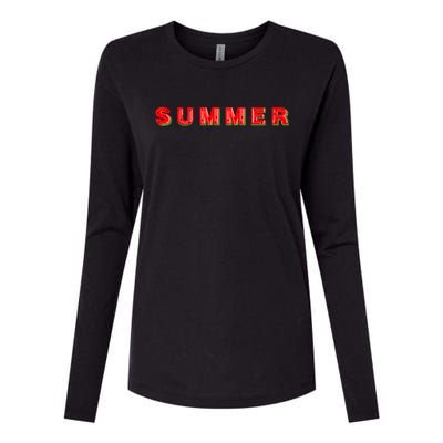 Summer Watermelon Vacation Womens Cotton Relaxed Long Sleeve T-Shirt