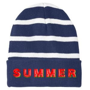 Summer Watermelon Vacation Striped Beanie with Solid Band