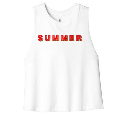 Summer Watermelon Vacation Women's Racerback Cropped Tank