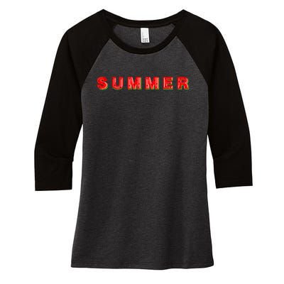 Summer Watermelon Vacation Women's Tri-Blend 3/4-Sleeve Raglan Shirt