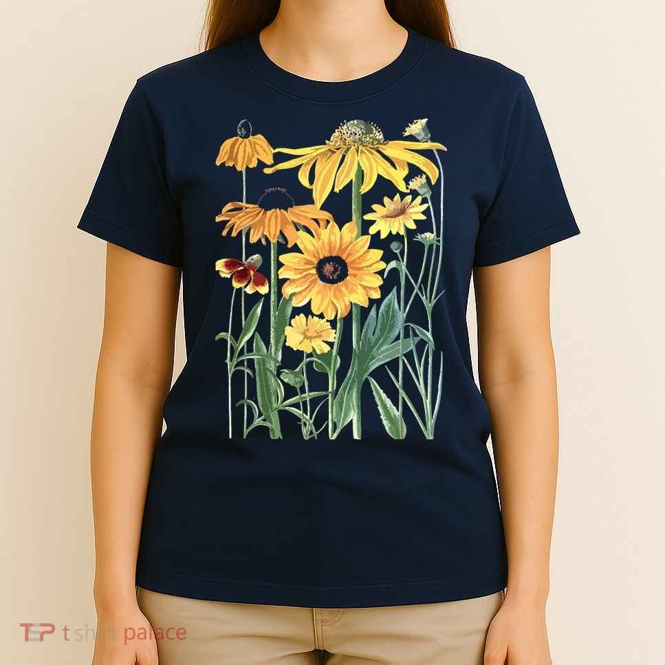 Sunflower Wildflower Vintage Botanical Plant Gardening T-Shirt