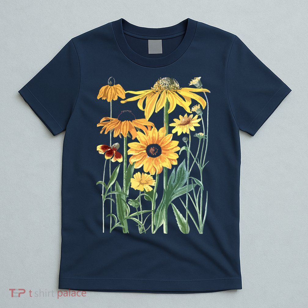 Sunflower Wildflower Vintage Botanical Plant Gardening T-Shirt