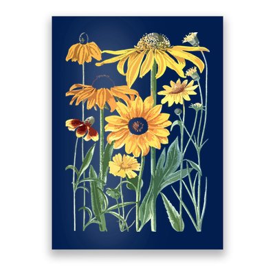 Sunflower Wildflower Vintage Botanical Plant Gardening Poster