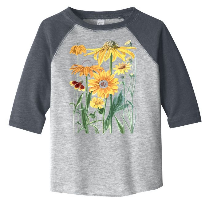 Sunflower Wildflower Vintage Botanical Plant Gardening Toddler Fine Jersey T-Shirt