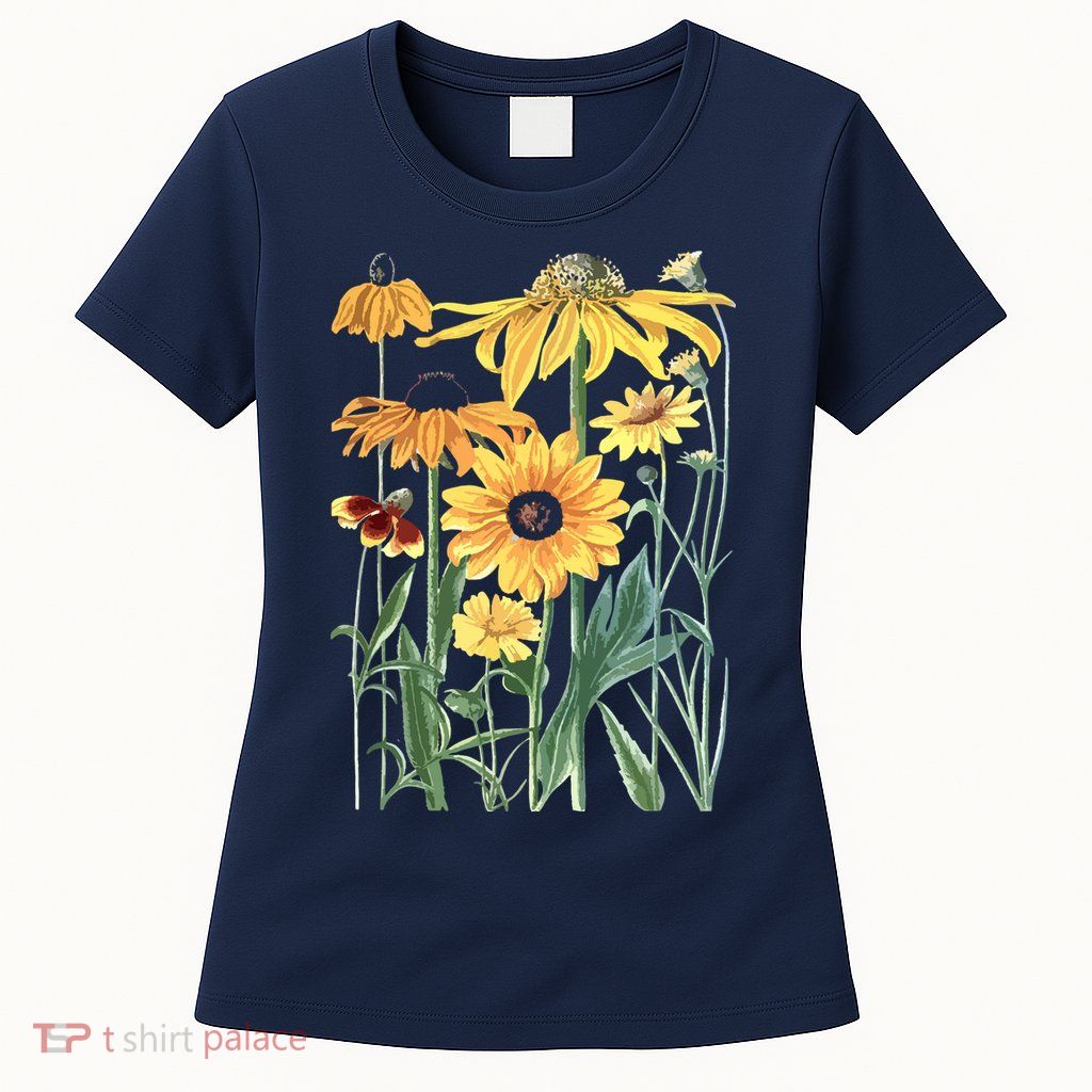 Sunflower Wildflower Vintage Botanical Plant Gardening Womens T-Shirt
