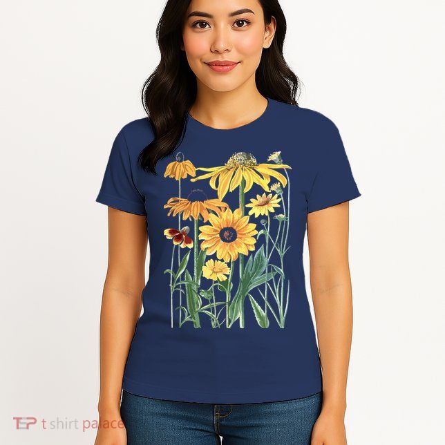 Sunflower Wildflower Vintage Botanical Plant Gardening Womens T-Shirt