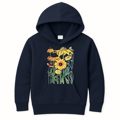 Sunflower Wildflower Vintage Botanical Plant Gardening Kids Hoodie