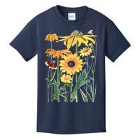 Sunflower Wildflower Vintage Botanical Plant Gardening Kids T-Shirt