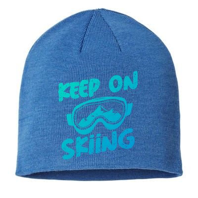 Ski Winter Vacation Keep On Skiing Cute Gift Sustainable Beanie