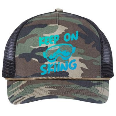 Ski Winter Vacation Keep On Skiing Cute Gift Retro Rope Trucker Hat Cap