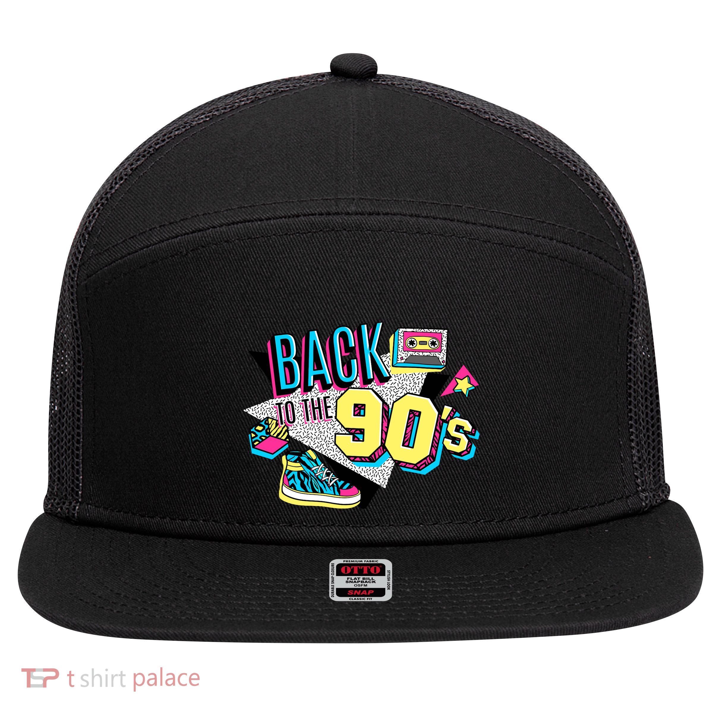 S WoS Vintage Retro Back To 90S Graphic Design 7 Panel Mesh Trucker Snapback Hat