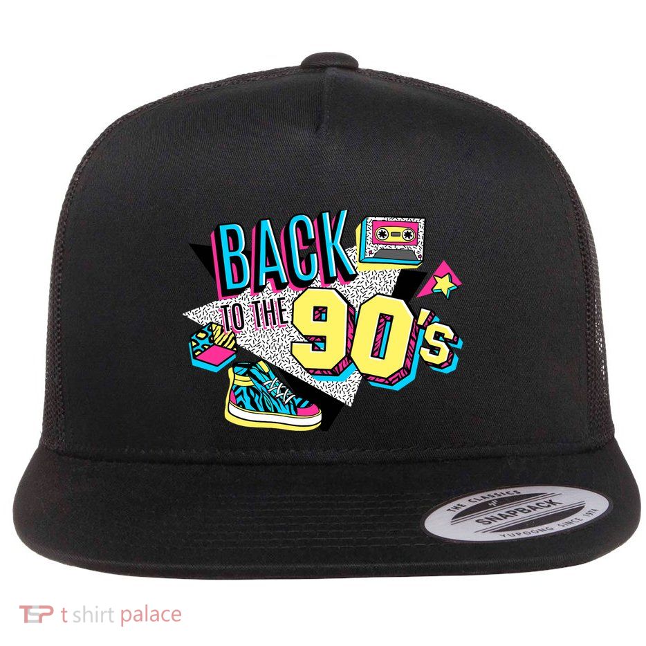 S WoS Vintage Retro Back To 90S Graphic Design Flatbill Hat
