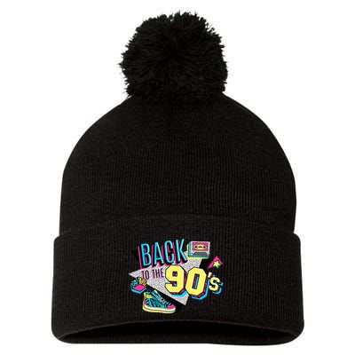 S WoS Vintage Retro Back To 90S Graphic Design Pom Pom 12in Knit Beanie