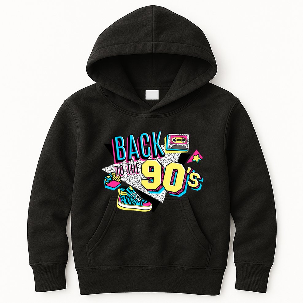 S WoS Vintage Retro Back To 90S Graphic Design Kids Hoodie