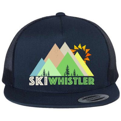 Ski Whistlerretro Vintage Whistler Bc Flat Bill Trucker Hat