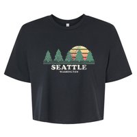 Seattle Wa Vintage Throwback Retro 70s Design Bella+Canvas Jersey Crop Tee