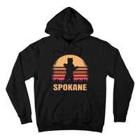 Spokane Washington Vintage Bear Wa Distressed 70s 80s Sunset Hoodie