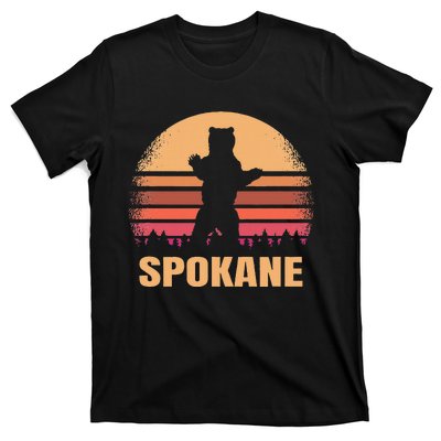 Spokane Washington Vintage Bear Wa Distressed 70s 80s Sunset T-Shirt