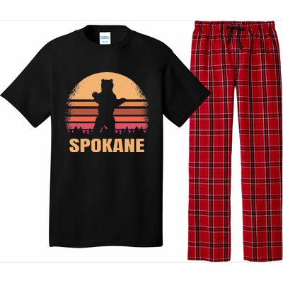 Spokane Washington Vintage Bear Wa Distressed 70s 80s Sunset Pajama Set