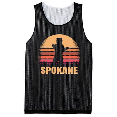 Spokane Washington Vintage Bear Wa Distressed 70s 80s Sunset Mesh Reversible Basketball Jersey Tank