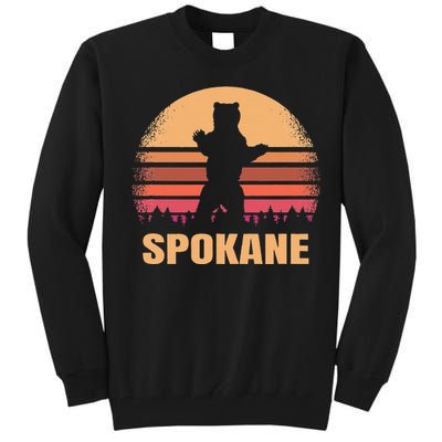 Spokane Washington Vintage Bear Wa Distressed 70s 80s Sunset Tall Sweatshirt