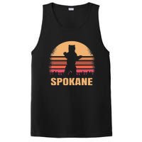 Spokane Washington Vintage Bear Wa Distressed 70s 80s Sunset PosiCharge Competitor Tank