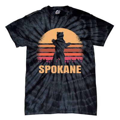 Spokane Washington Vintage Bear Wa Distressed 70s 80s Sunset Tie-Dye T-Shirt