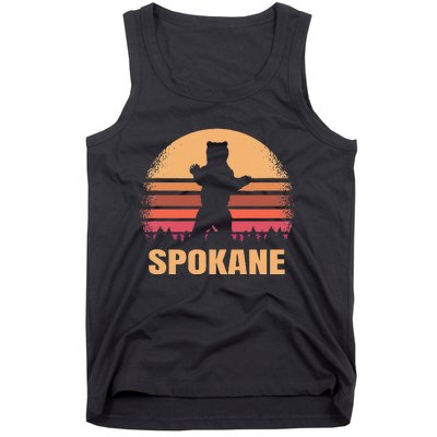 Spokane Washington Vintage Bear Wa Distressed 70s 80s Sunset Tank Top