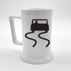 Slippery When Wet Caution Roadside Sign Beer Stein