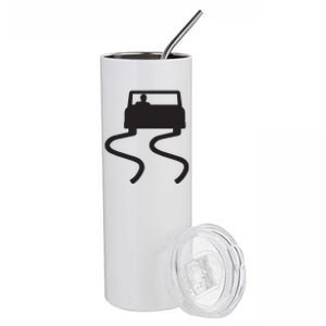 Slippery When Wet Caution Roadside Sign Stainless Steel Tumbler