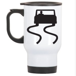 Slippery When Wet Caution Roadside Sign Stainless Steel Travel Mug