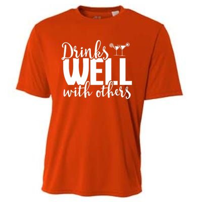 S Well With Others Funny Alcohol Cocktail Party Gift Cooling Performance Crew T-Shirt