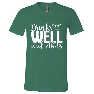 S Well With Others Funny Alcohol Cocktail Party Gift V-Neck T-Shirt