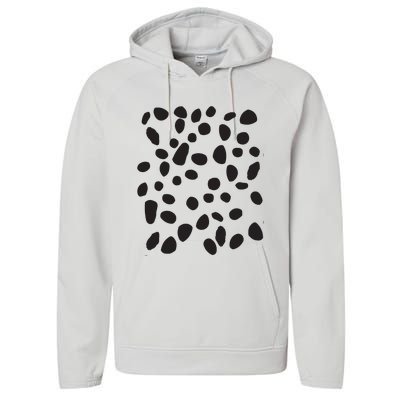 Spotted White With Black Polka Dots Dalmatian Performance Fleece Hoodie