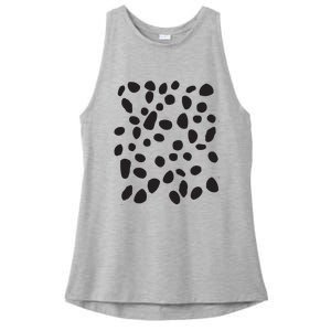 Spotted White With Black Polka Dots Dalmatian Ladies PosiCharge Tri-Blend Wicking Tank