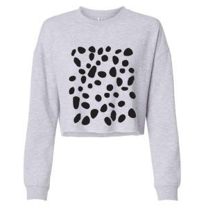 Spotted White With Black Polka Dots Dalmatian Cropped Pullover Crew