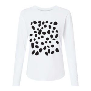 Spotted White With Black Polka Dots Dalmatian Womens Cotton Relaxed Long Sleeve T-Shirt