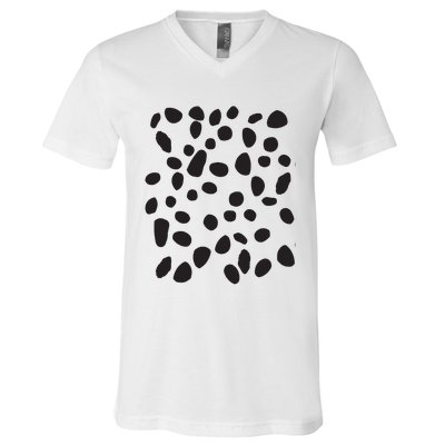 Spotted White With Black Polka Dots Dalmatian V-Neck T-Shirt