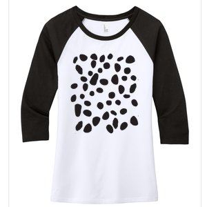 Spotted White With Black Polka Dots Dalmatian Women's Tri-Blend 3/4-Sleeve Raglan Shirt