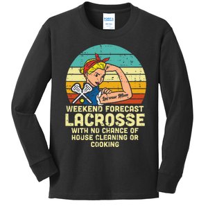 Strong Woman Weekend Forecast Lacrosse Mom Lax Mama Kids Long Sleeve Shirt