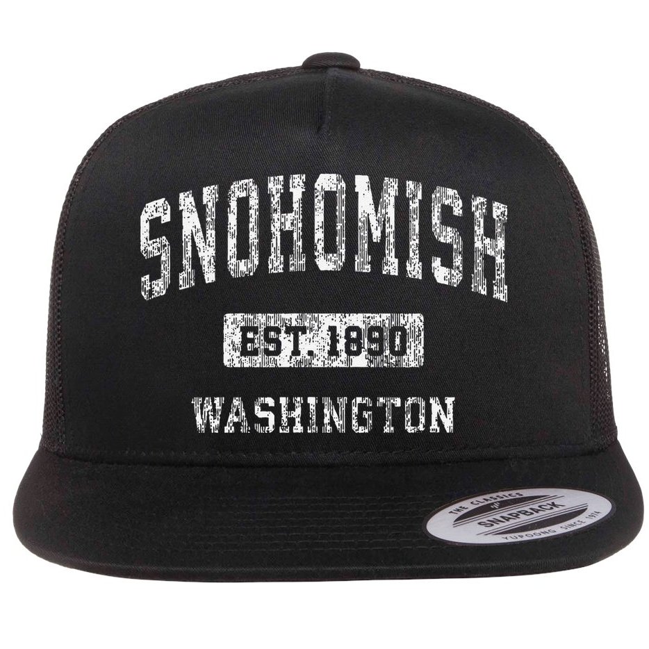 Snohomish Washington Wa Vintage Established Flat Bill Trucker Hat
