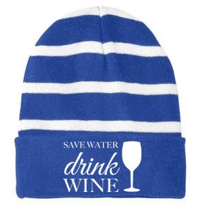 Save Water Wine Gift Striped Beanie with Solid Band