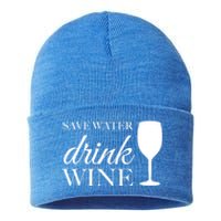 Save Water Wine Great Gift Sustainable Knit Beanie